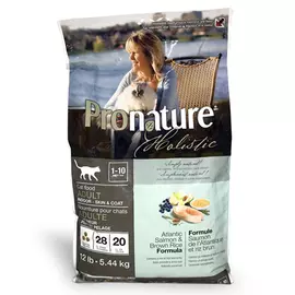 Сухий холістик корм Pronature Holistic Adult Atlantic Salmon&Brown Rice 5.44 кг з атлантичним лососем та коричневим рисом для котів, Вага: 5.44 кг