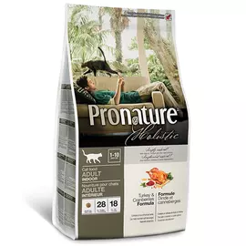 Сухий холістик корм Pronature Holistic Adult Turkey&Cranberries 5.44 кг з індичкою та клюквою для котів, Вага: 5.44 кг