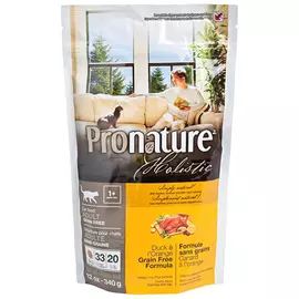 Сухий беззерновий холістик корм Pronature Holistic Duck&Orange 0.34 кг з качкою та апельсинами для котів, Вага: 340 г
