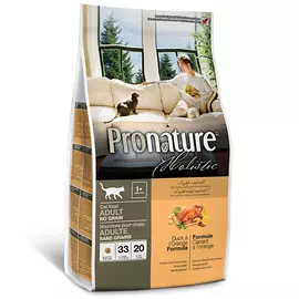 Сухий беззерновий холістик корм Pronature Holistic Duck&Orange 5.44 кг з качкою та апельсинами для котів, Вага: 5.44 кг