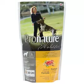 Сухий беззерновий холістик корм Pronature Holistic Adult Duck&Orange 0.34 кг з качкою та апельсинами для собак, Вага: 340 г