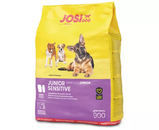 Сухой корм Josera  JosiDog Junior Sensitive 900 г для щенков с чувствительным пищеварением, Вес: 900 г