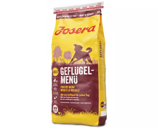 Сухой корм Josera Geflügel-Menü 15 кг для собак с большим содержанием мяса, Вес: 15 кг