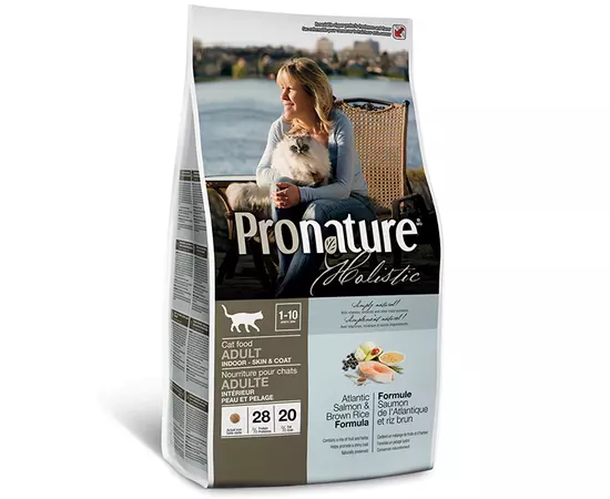 Сухой холистик корм Pronature Holistic Adult Atlantic Salmon&Brown Rice 2.72 кг с атлантическим лососем и коричневым рисом для котов, Вес: 2.72 кг