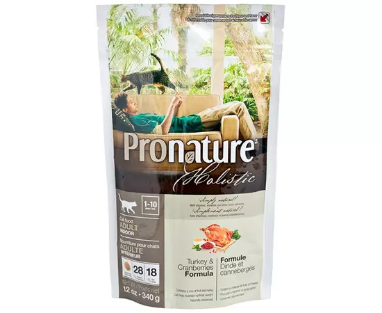 Сухой холистик корм Pronature Holistic Turkey&Cranberries 0.34 кг с индейкой и клюквой для собак, Вес: 340 г