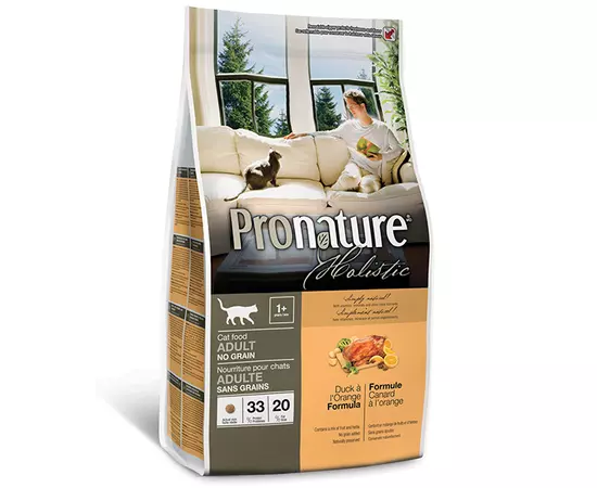 Сухой беззерновой холистик корм Pronature Holistic Duck&Orange 2.72 кг с уткой и апельсинами для котов, Вес: 2.72 кг