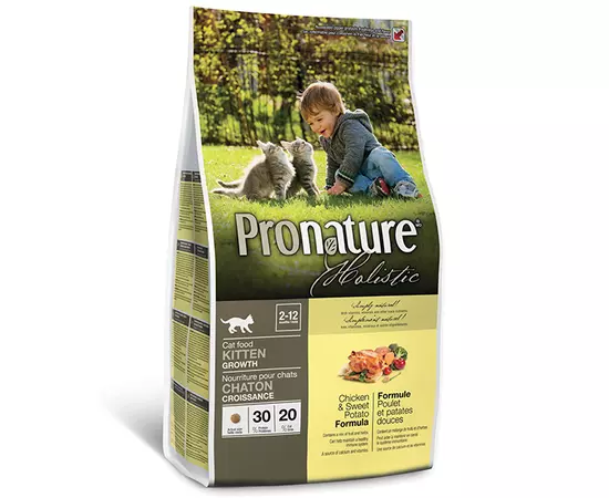 Сухой холистик корм Pronature Holistic Kitten Chicken&Sweet Potato 2.72 кг  с курицей и бататом для котят, Вес: 2.72 кг