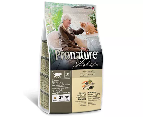 Сухий холістик корм Pronature Holistic Oceanic White Fish & Wild Rice 2.72 кгс океанічною білою рибою і диким рисом для літніх і малоактивних котів