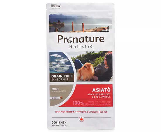 Сухой беззерновой холистик корм Pronature Holistic Asiato Small Bites 6 кг рыба сиг с папайей для собак мини и малых пород, Вес: 6 кг