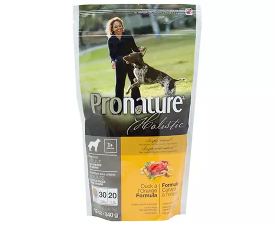 Сухой беззерновой холистик корм Pronature Holistic Adult Duck&Orange 0.34 кг с уткой и апельсинами для собак, Вес: 340 г